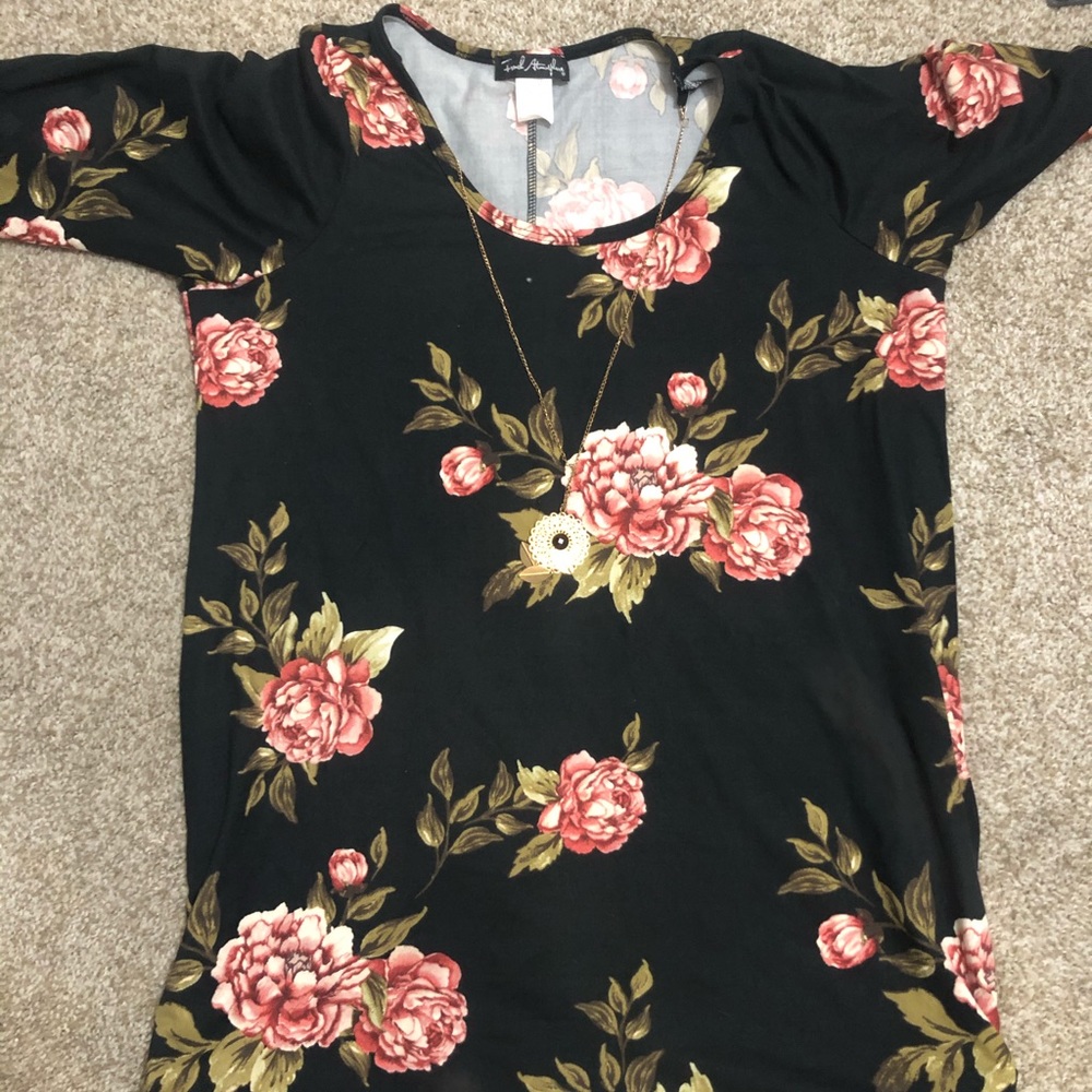 Plus size 1X Floral Dress 3/4 Sleeve